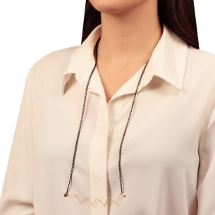 Ατσάλινο κολιέ Αλυσίδα Zig Zag Μαργαριτάρια