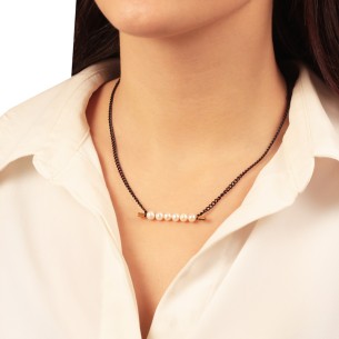 Ατσάλινο κολιέ Αλυσίδα Σειρέ Μαργαριτάρια