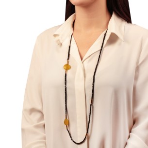 Ατσάλινο κολιέ Πέτρες Νεφρίτη Κρύσταλλα