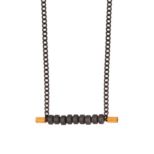 Ατσάλινο κολιέ Αλυσίδα Μπάρα Αιματίτες