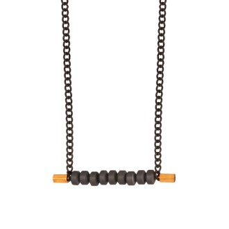 Ατσάλινο κολιέ Αλυσίδα Μπάρα Αιματίτες