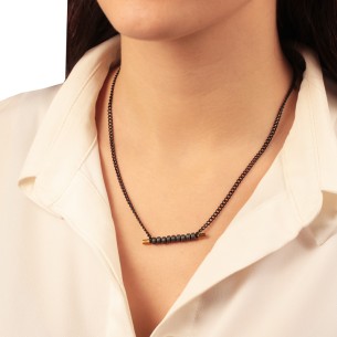 Ατσάλινο κολιέ Αλυσίδα Μπάρα Αιματίτες