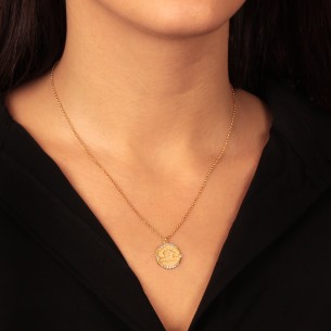 Ασημένιο επίχρυσο κολιέ ζώδιο Ζυγός