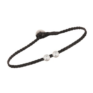 Βραχιόλι κορδόνι ασημένιο Διπλό Μονόπετρο