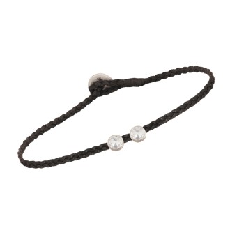 Βραχιόλι κορδόνι ασημένιο Διπλό Μονόπετρο