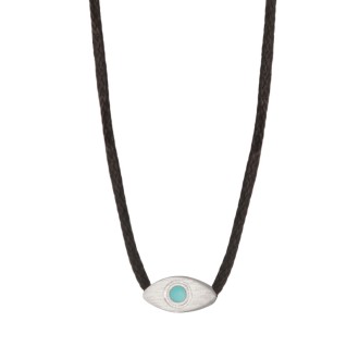 Κολιέ κορδόνι ασημένιο Μάτι