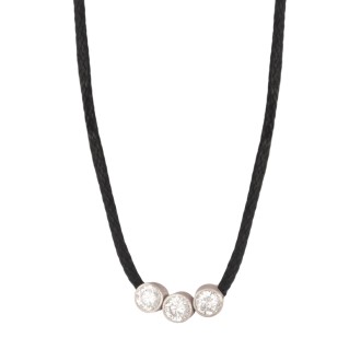 Κολιέ κορδόνι ασημένια Μονόπετρα