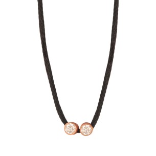 Κολιέ κορδόνι ασημένια Μονόπετρα