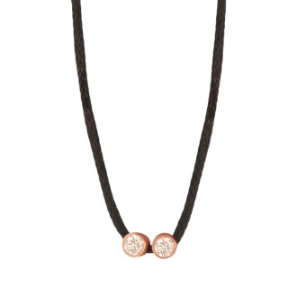 Κολιέ κορδόνι ασημένια Μονόπετρα