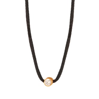 Κολιέ κορδόνι ασημένιο επίχρυσο Μονόπετρο