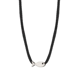 Κολιέ κορδόνι ασημένιο Ψάρι