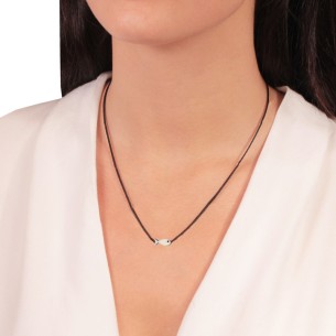 Κολιέ κορδόνι ασημένιο Ψάρι