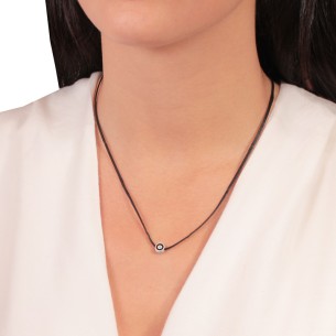 Κολιέ κορδόνι ασημένιο Μάτι