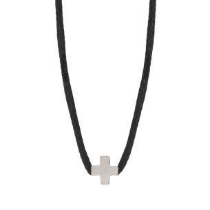 Κολιέ κορδόνι ασημένιος Σταυρός