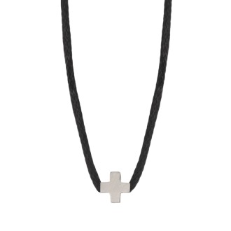 Κολιέ κορδόνι ασημένιος Σταυρός