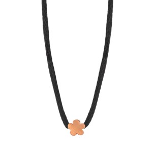 Κολιέ κορδόνι ασημένια ρόζ Μαργαρίτα