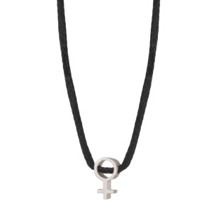 Κολιέ κορδόνι ασημένιο Σύμβολο Θηλυκό