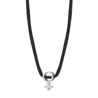 Κολιέ κορδόνι ασημένιο Σύμβολο Θηλυκό