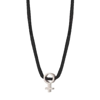 Κολιέ κορδόνι ασημένιο Σύμβολο Θηλυκό