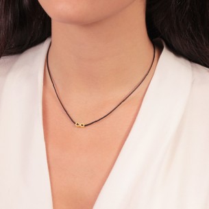 Κολιέ κορδόνι ασημένιο επίχρυσο Άπειρο