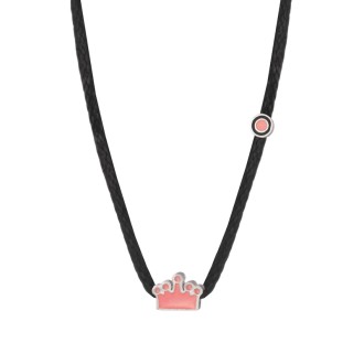 Κολιέ κορδόνι ασημένια Κορώνα Μάτι Κορίτσι