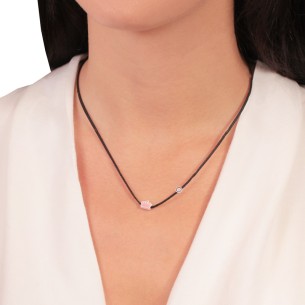 Κολιέ κορδόνι ασημένια Κορώνα Μάτι Κορίτσι