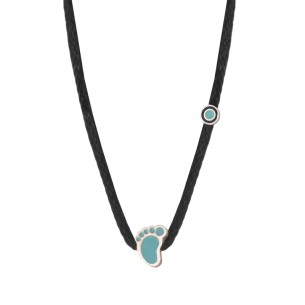 Κολιέ κορδόνι ασημένια Πατούσα Μάτι Αγόρι