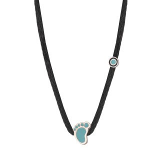 Κολιέ κορδόνι ασημένια Πατούσα Μάτι Αγόρι