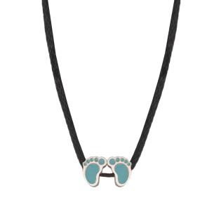 Κολιέ κορδόνι ασημένιες παιδικές Πατούσες