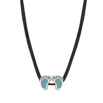 Κολιέ κορδόνι ασημένιες παιδικές Πατούσες