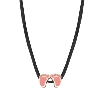 Κολιέ κορδόνι ασημένιες παιδικές Πατούσες