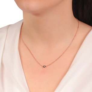 Ασημένιο ρόζ επιχρυσωμένο κολιέ Μάτι