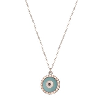 Ασημένιο επιπλατινωμένο κολιέ Κύκλος Μάτι