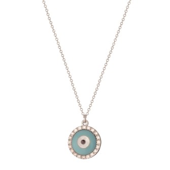 Ασημένιο επιπλατινωμένο κολιέ Κύκλος Μάτι