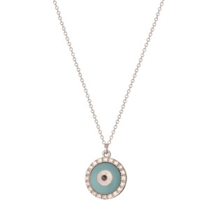 Ασημένιο επιπλατινωμένο κολιέ Κύκλος Μάτι