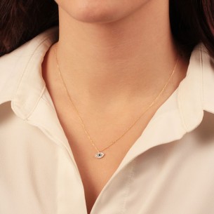 Γυναικείο χρυσό 14k κολιέ Αλυσίδα Μάτι