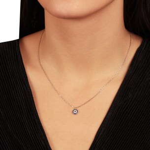 Ασημένιο επιπλατινωμένο κολιέ Μάτι Στόχος