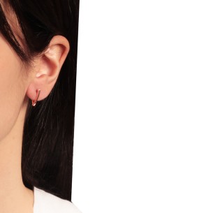 Ασημένια ρόζ σκουλαρίκια huggies Κρίκοι V