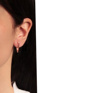 Ασημένια ρόζ σκουλαρίκια huggies Κρίκοι V