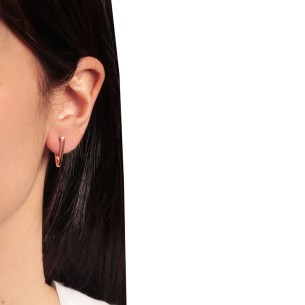 Ασημένια ρόζ σκουλαρίκια huggies Κρίκοι V