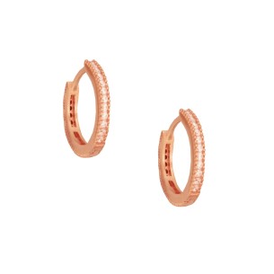 Ασημένια ρόζ σκουλαρίκια tennis huggies Κρίκοι 14.00mm