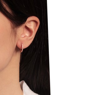 Ασημένια ρόζ σκουλαρίκια tennis huggies Κρίκοι 14.00mm