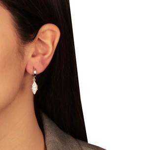 Ασημένια σκουλαρίκια huggies Κρίκοι Ρόμβοι