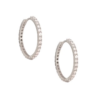 Ασημένια επιπλατινωμένα σκουλαρίκια huggies Κρίκοι 25.00mm