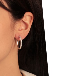 Ασημένια επιπλατινωμένα σκουλαρίκια huggies Κρίκοι 25.00mm