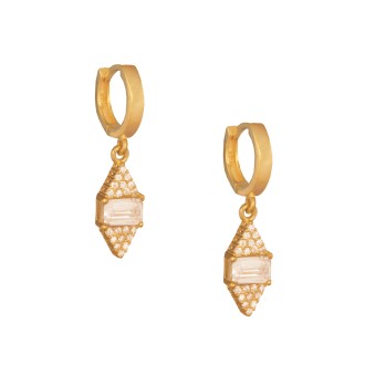 Ασημένια σκουλαρίκια huggies Κρίκοι Ρόμβοι