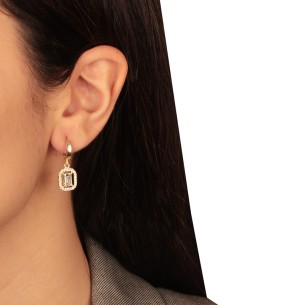 Ασημένια σκουλαρίκια huggies Κρίκοι Ροζέτες