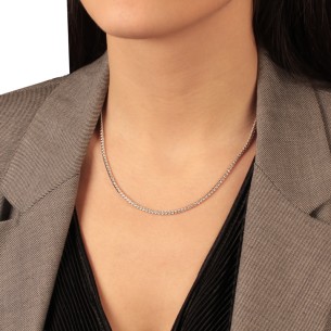 Ασημένιο επιπλατινωμένο κολιέ Tennis Ριβιέρα