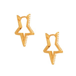 Ασημένια επίχρυσα σκουλαρίκια huggies Αστέρια