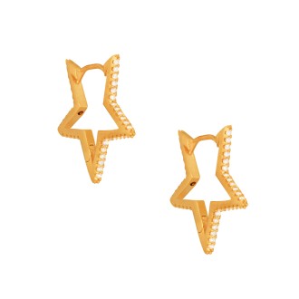 Ασημένια επίχρυσα σκουλαρίκια huggies Αστέρια